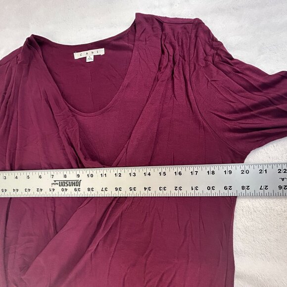 Cabi Womens Draped Cowl Neck Long Sleeve Tunic Top Large Burgundy Rayon #116 - Picture 7 of 8